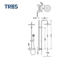 MEDIDAS COLUMNA DUCHA TERMOSTATICA FLAT TRES